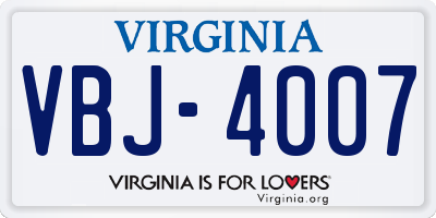 VA license plate VBJ4007