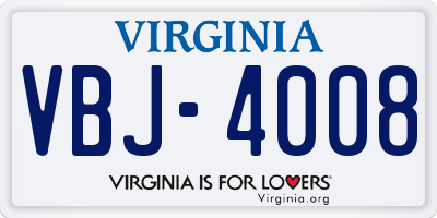 VA license plate VBJ4008