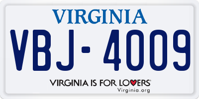 VA license plate VBJ4009