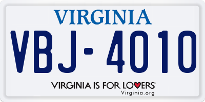 VA license plate VBJ4010