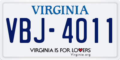 VA license plate VBJ4011