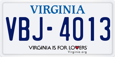 VA license plate VBJ4013