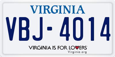 VA license plate VBJ4014