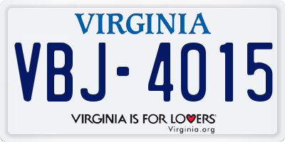 VA license plate VBJ4015