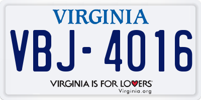 VA license plate VBJ4016