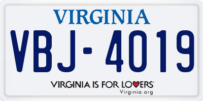 VA license plate VBJ4019