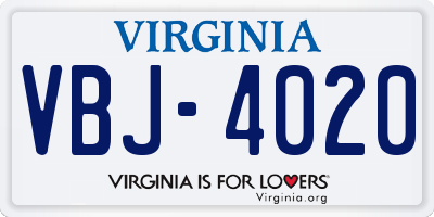 VA license plate VBJ4020
