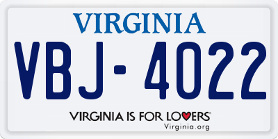 VA license plate VBJ4022