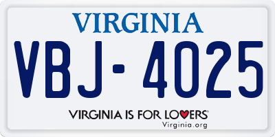 VA license plate VBJ4025