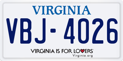 VA license plate VBJ4026