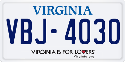 VA license plate VBJ4030