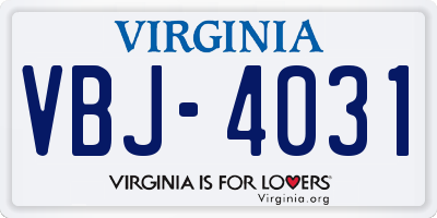 VA license plate VBJ4031