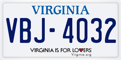 VA license plate VBJ4032