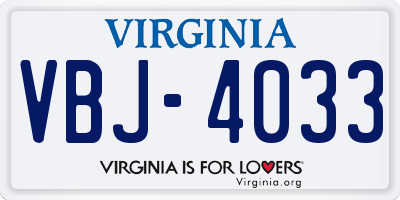 VA license plate VBJ4033