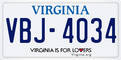 VA license plate VBJ4034