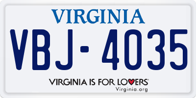 VA license plate VBJ4035