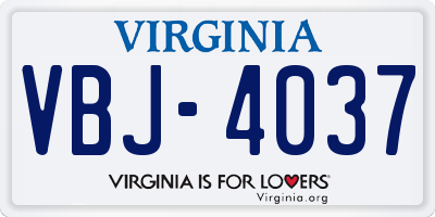 VA license plate VBJ4037