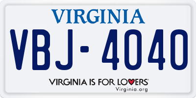 VA license plate VBJ4040