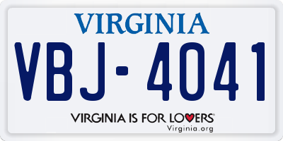 VA license plate VBJ4041