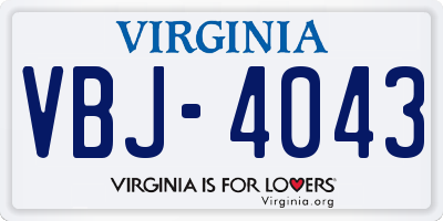 VA license plate VBJ4043
