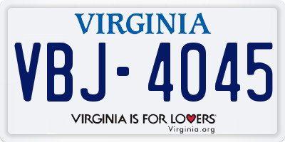 VA license plate VBJ4045