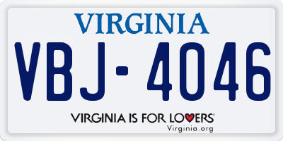 VA license plate VBJ4046
