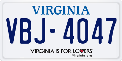 VA license plate VBJ4047