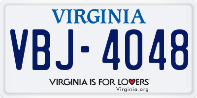 VA license plate VBJ4048