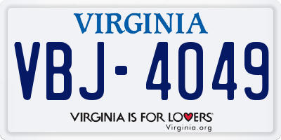 VA license plate VBJ4049