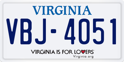 VA license plate VBJ4051