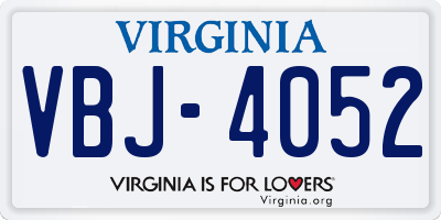 VA license plate VBJ4052