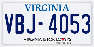 VA license plate VBJ4053