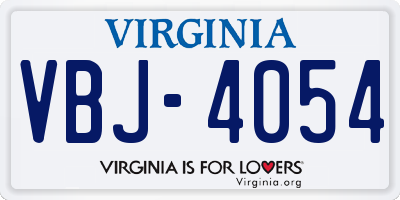 VA license plate VBJ4054