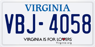 VA license plate VBJ4058