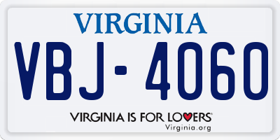 VA license plate VBJ4060