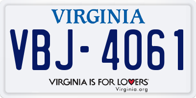 VA license plate VBJ4061