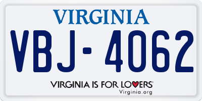 VA license plate VBJ4062