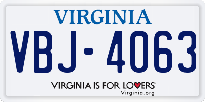 VA license plate VBJ4063