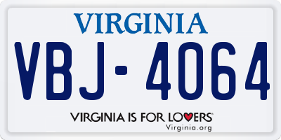 VA license plate VBJ4064