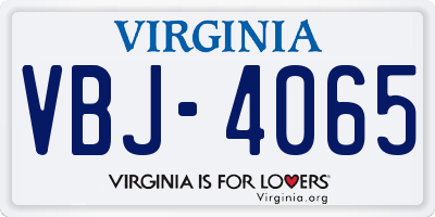 VA license plate VBJ4065