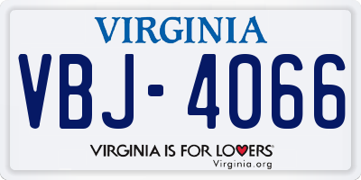 VA license plate VBJ4066