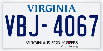 VA license plate VBJ4067