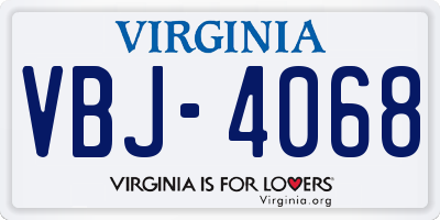 VA license plate VBJ4068