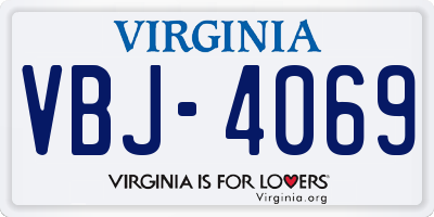 VA license plate VBJ4069