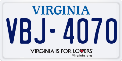 VA license plate VBJ4070