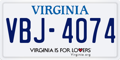 VA license plate VBJ4074