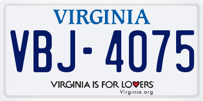 VA license plate VBJ4075