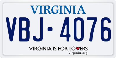 VA license plate VBJ4076