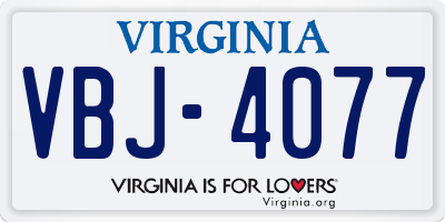 VA license plate VBJ4077