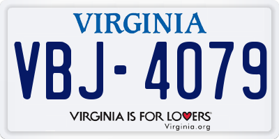 VA license plate VBJ4079